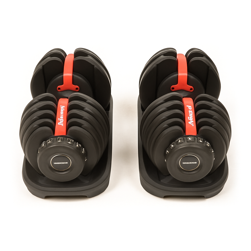 Adjustable Dumbbells (Set of 2) + Stand – 5 lb to 52.5 lb