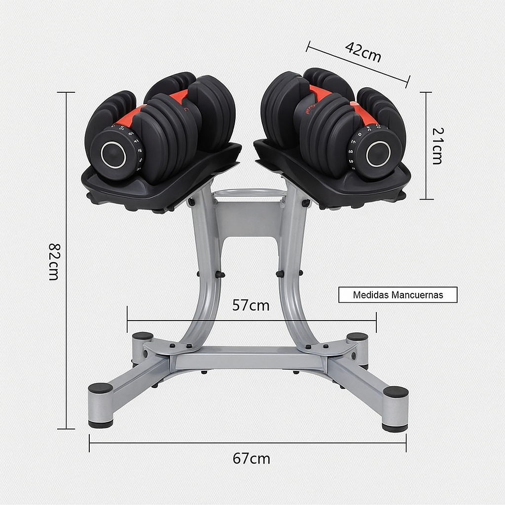 Adjustable Dumbbells (Set of 2) + Stand – 5 lb to 52.5 lb