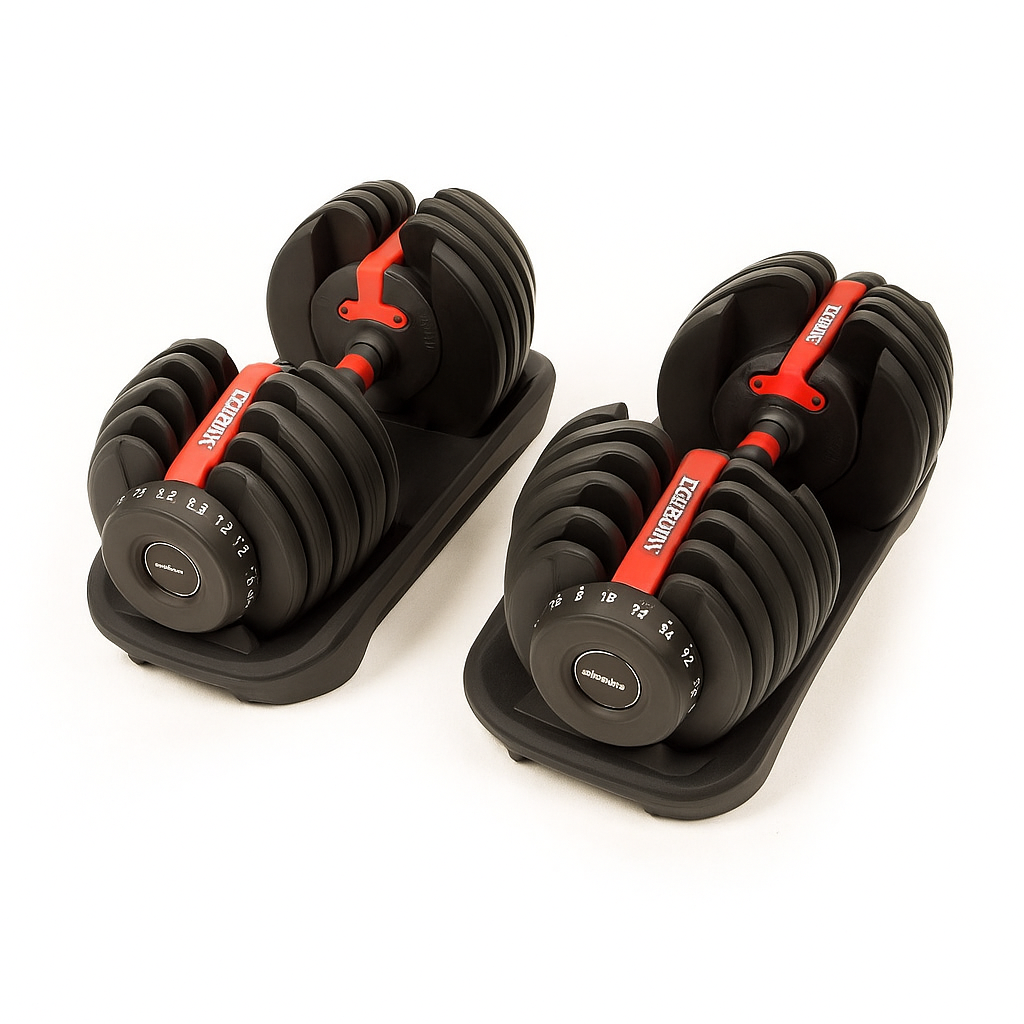 Adjustable Dumbbells (Set of 2) + Stand – 5 lb to 52.5 lb